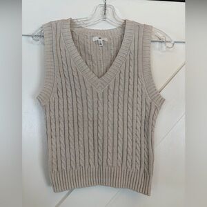 BP V-Neck Cable Knit Sweater Vest - Beige